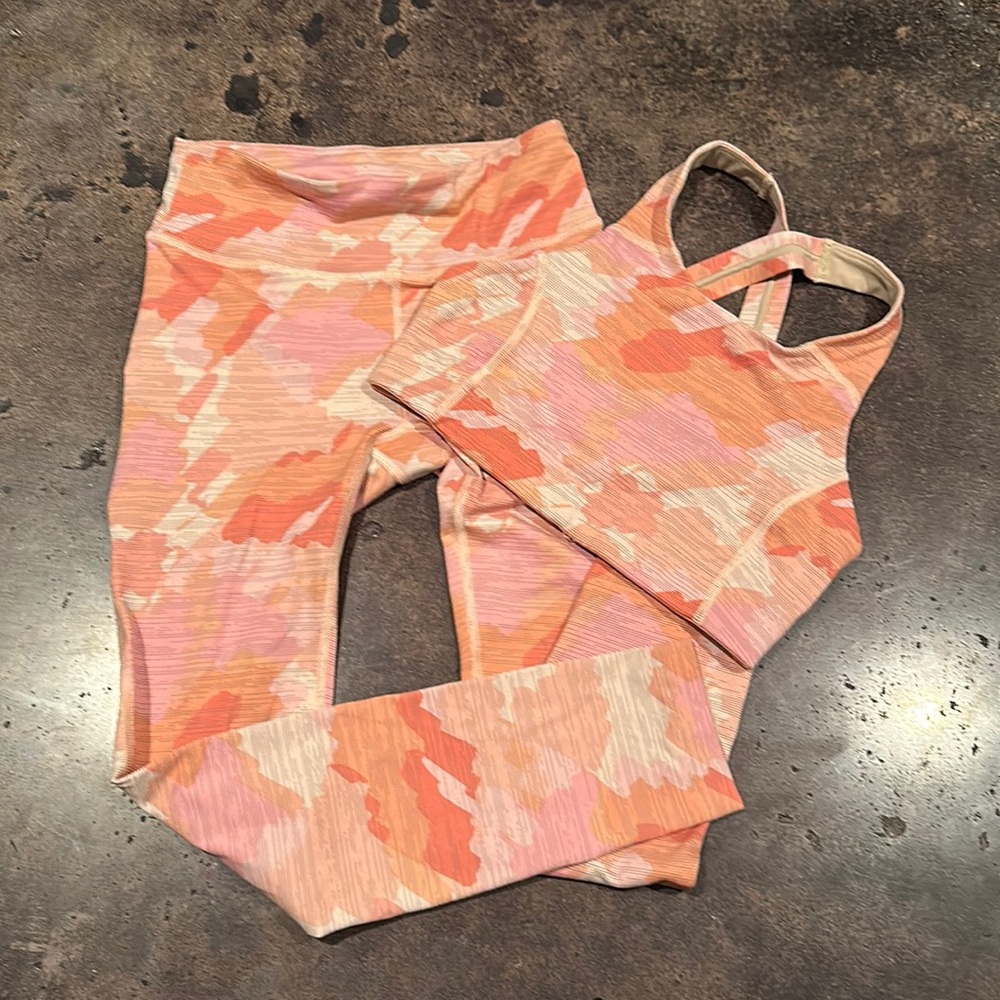 Outdoor Voices Pink Camo Leggings Set